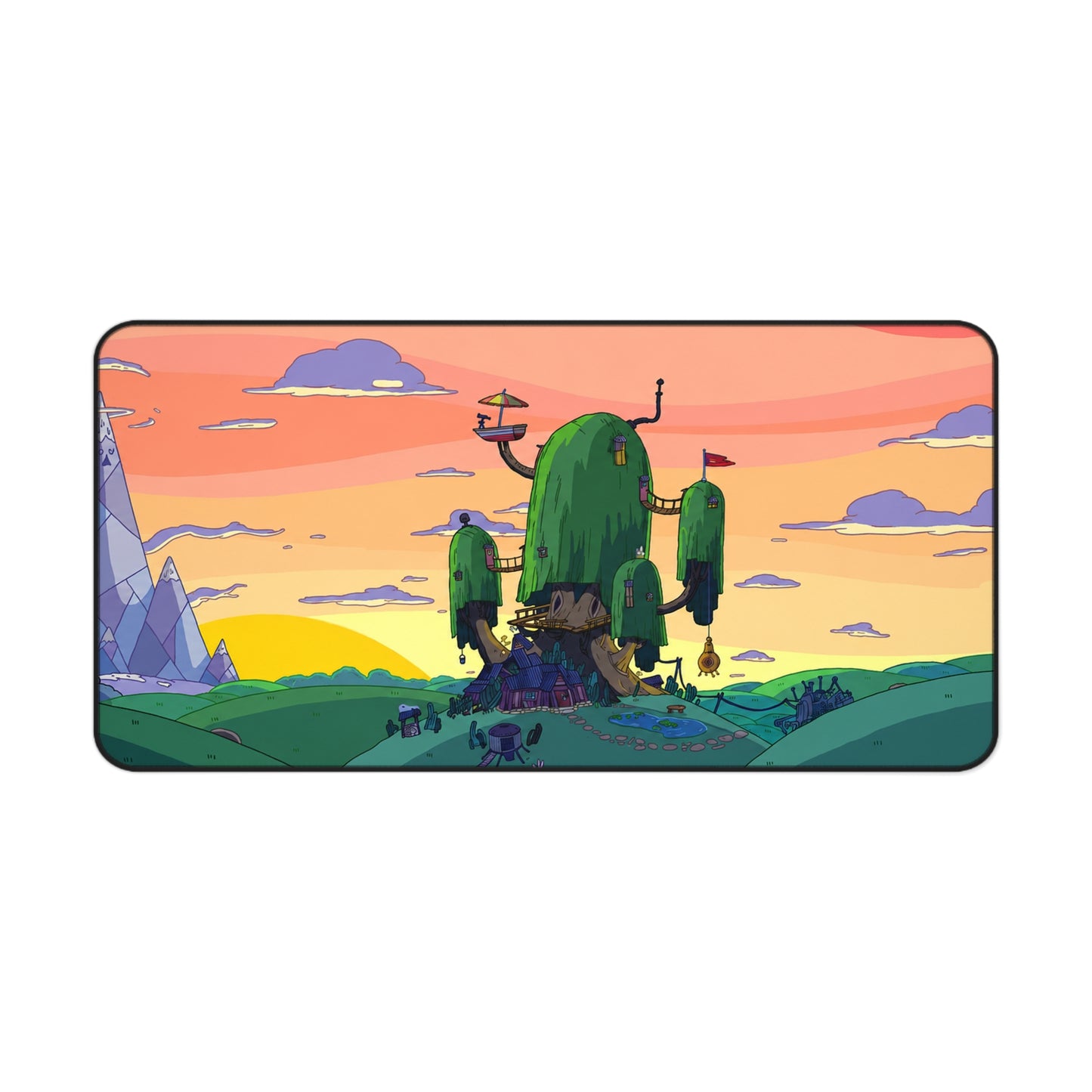 Adventure Time Treehouse Desk Mat — Cartoon Landscape Mouse Pad