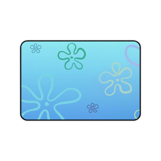 Blue SpongeBob Floral Beach Desk Mat — Underwater Flower Mousepad