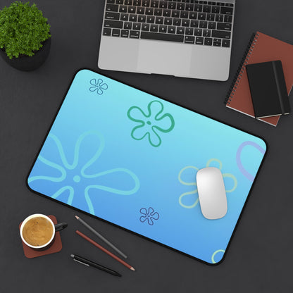 Blue SpongeBob Floral Beach Desk Mat — Underwater Flower Mousepad