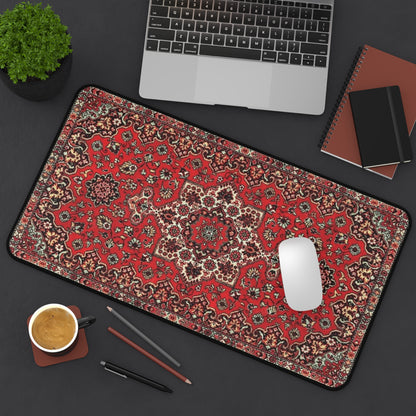 Russischer Teppich-Schreibtischunterlage – Vintage Rotes Orientalisches Mauspad