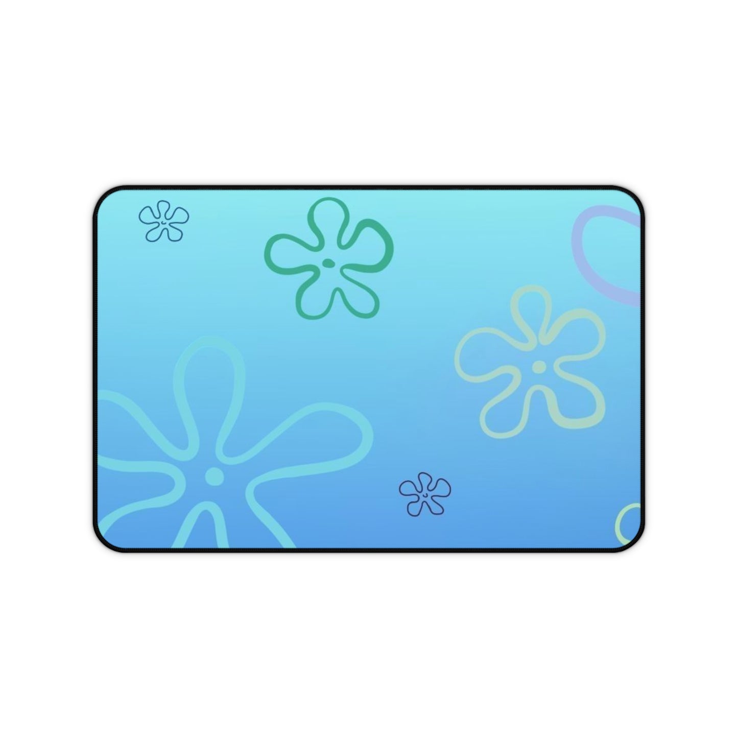 Blue SpongeBob Floral Beach Desk Mat — Underwater Flower Mousepad