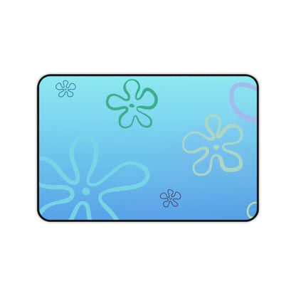 Blue SpongeBob Floral Beach Desk Mat — Underwater Flower Mousepad