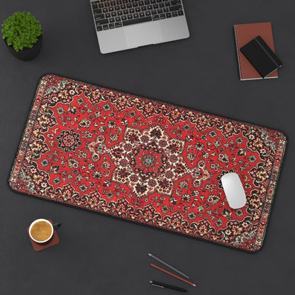 Russischer Teppich-Schreibtischunterlage – Vintage Rotes Orientalisches Mauspad