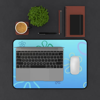 Blue SpongeBob Floral Beach Desk Mat — Underwater Flower Mousepad