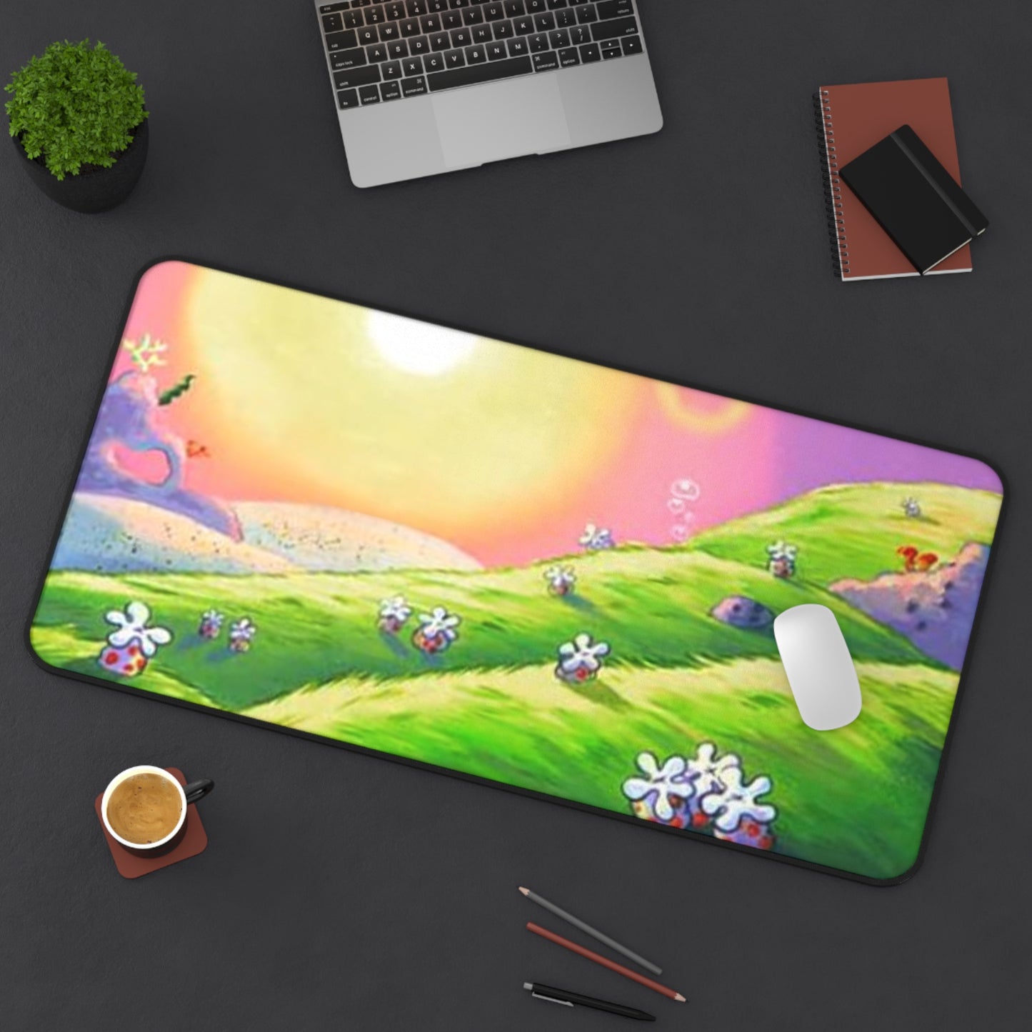 Alfombrilla de escritorio Bob Esponja Sunset Meadow — Alfombrilla de ratón floral pastel para juegos y oficina