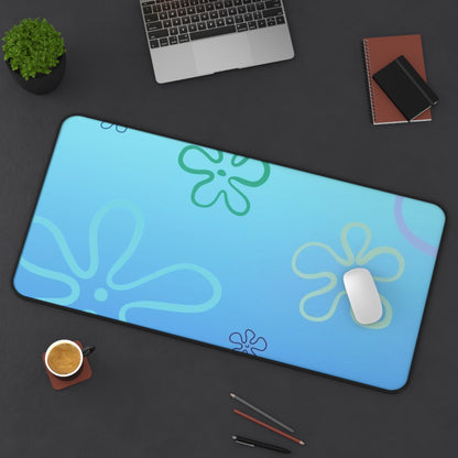 Blue SpongeBob Floral Beach Desk Mat — Underwater Flower Mousepad