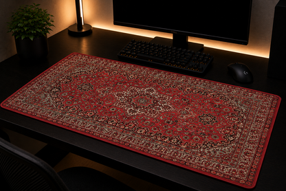 Russischer Teppich-Schreibtischunterlage – Vintage Rotes Orientalisches Mauspad