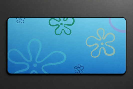 Blue SpongeBob Floral Beach Desk Mat — Underwater Flower Mousepad