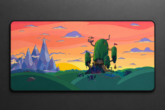 Adventure Time Treehouse Desk Mat — Cartoon Landscape Mouse Pad