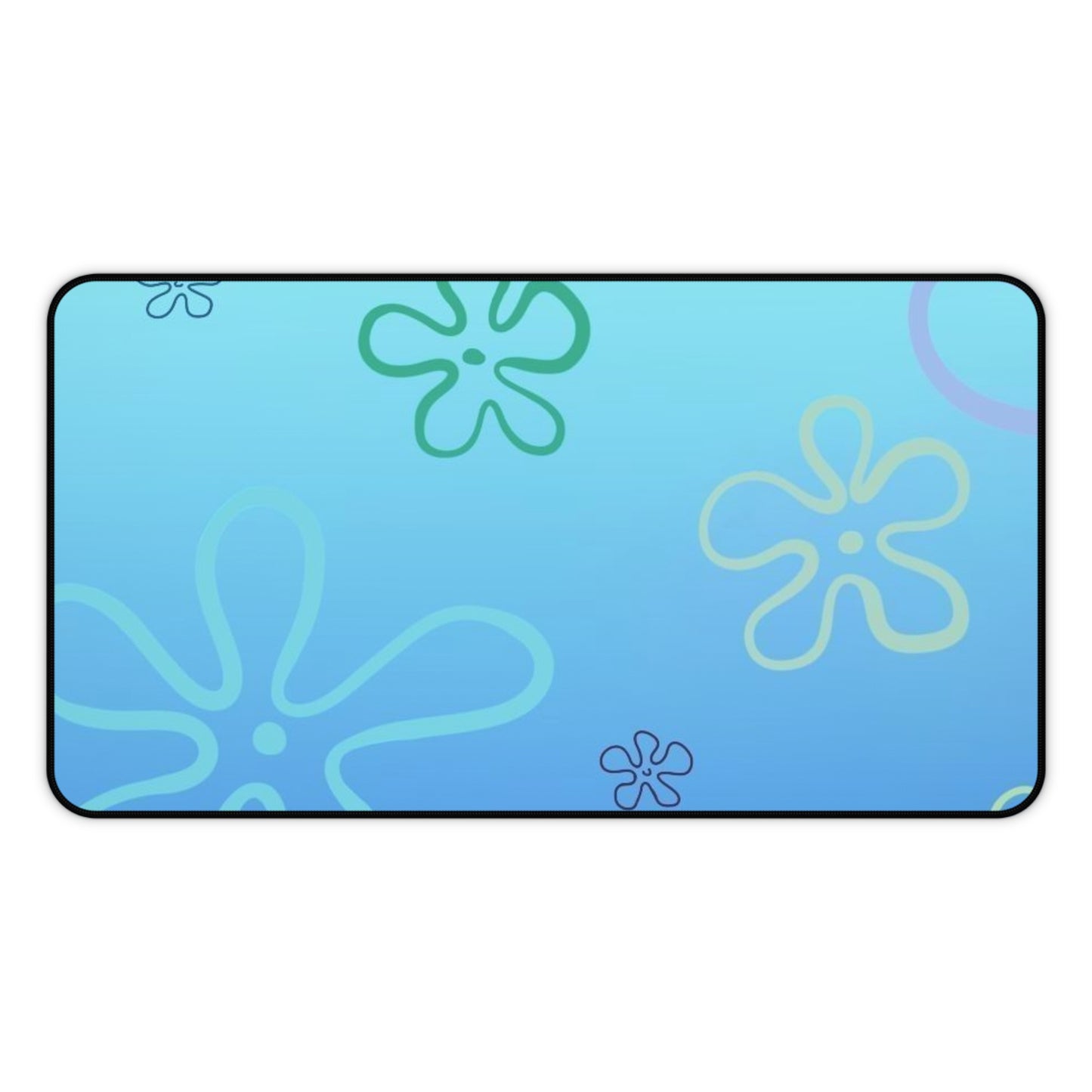 Blue SpongeBob Floral Beach Desk Mat — Underwater Flower Mousepad