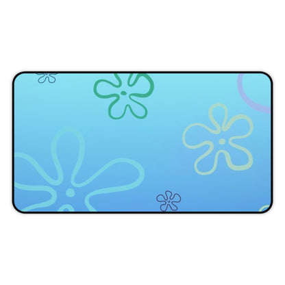 Blue SpongeBob Floral Beach Desk Mat — Underwater Flower Mousepad