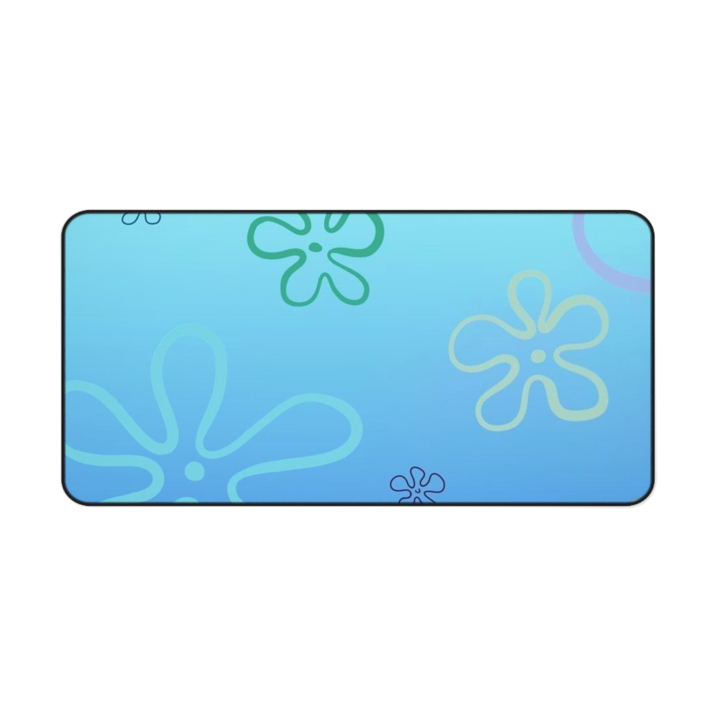 Blue SpongeBob Floral Beach Desk Mat — Underwater Flower Mousepad