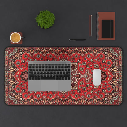 Russischer Teppich-Schreibtischunterlage – Vintage Rotes Orientalisches Mauspad