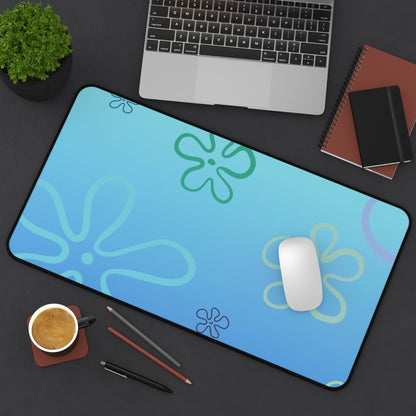 Blue SpongeBob Floral Beach Desk Mat — Underwater Flower Mousepad